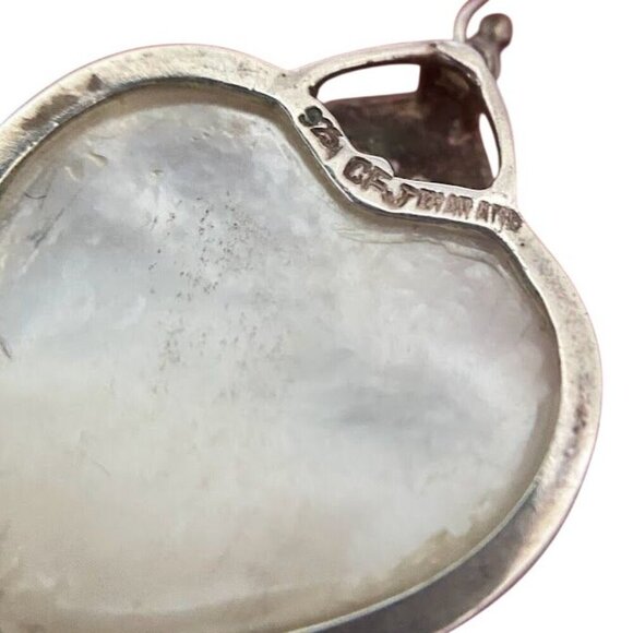 CFJ Mother of Pearl Sterling Silver 925 Marcasite Heart Shaped Earrings - Picture 3 of 4